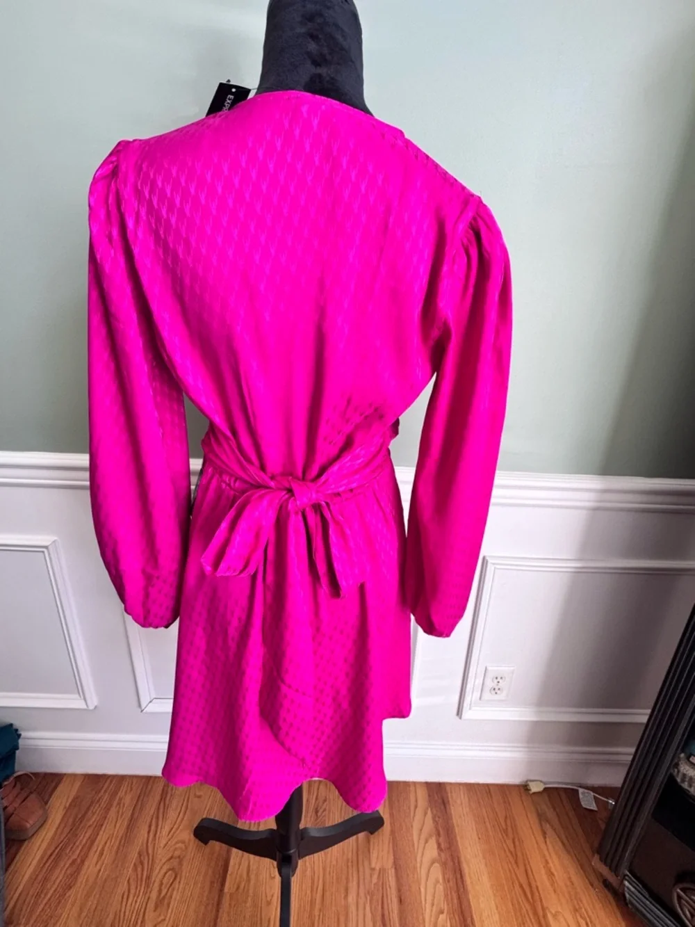 Express Fuchsia Long-Sleeve Wrap Dress - Picture 4 of 5